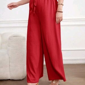 Elegant Red Women's Maternity Wide-Leg Pants